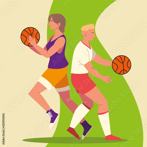 woman man basketball © djvstock