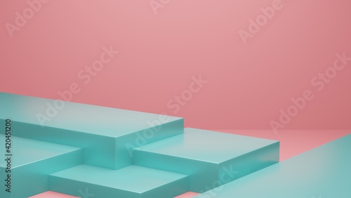 Display pedestal cube box geometric square product stand blank empty space podium stage showcase mock up boxes design presentation cosmetic template backdrop studio abstract background . 3d render.