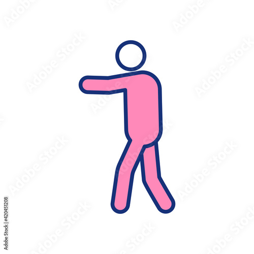 Sleepwalking RGB color icon. Behavior sleep disorder. Somnambulism. Extreme fatigue. Mental health condition. Sleep and wakefulness combination. Psychological distress. Isolated vector illustration