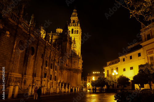Seville Cathedral at night, Spain