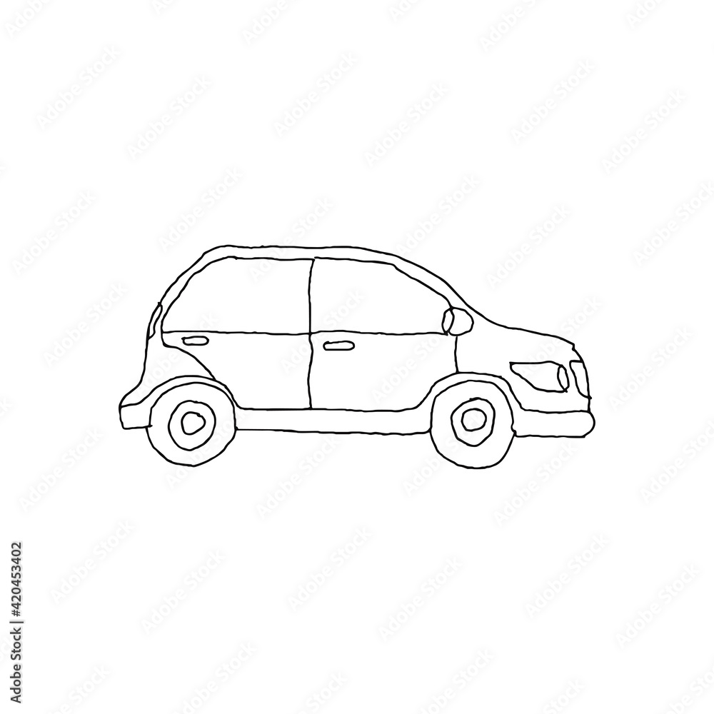 Passenger car key line different sides. Vector illustration