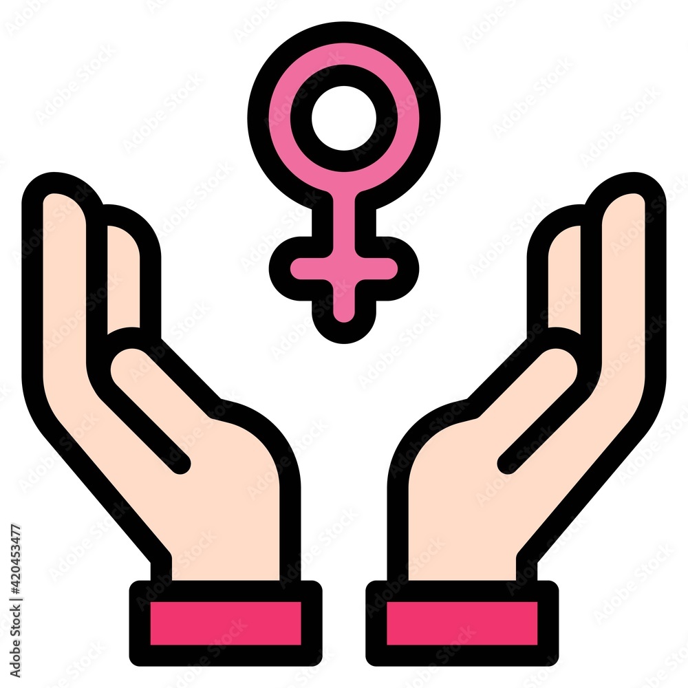Hands with female gender symbol icon, Feminism related vector Hands with female gender symbol icon, Feminism related vector