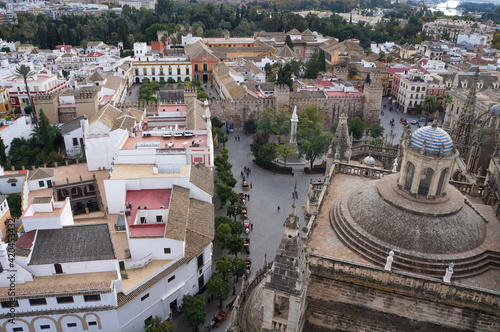 Aerial view of Seville streets, Spain