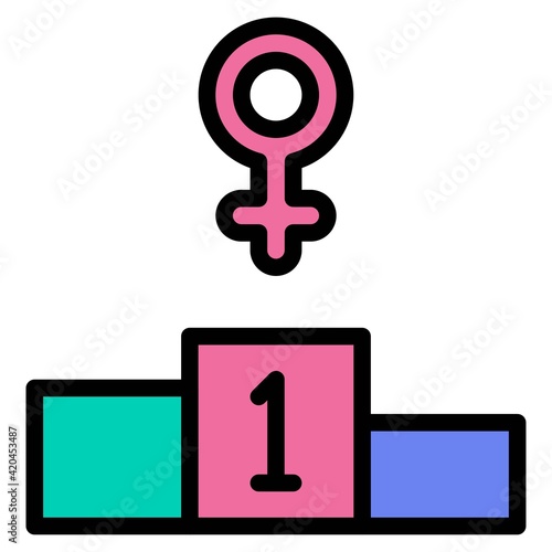 Winners podium icon, Feminism related vector