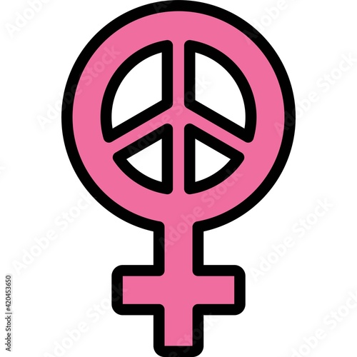 Female gender and peace symbol icon, Feminism related vector photo