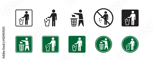 Do not litter sign icon. Vector graphic illustration. Suitable for website design, logo, app, template, banner, and more.  photo