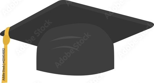 Vector emoticon illustration of a gray graduation hat