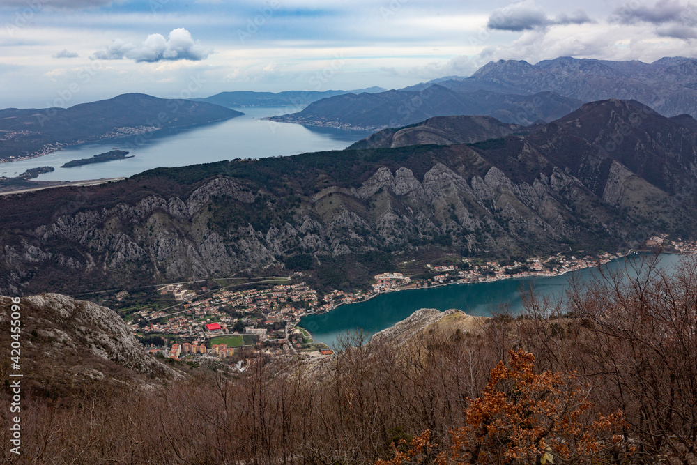 view of Kotor Bay from the mountain in Monte Negro.