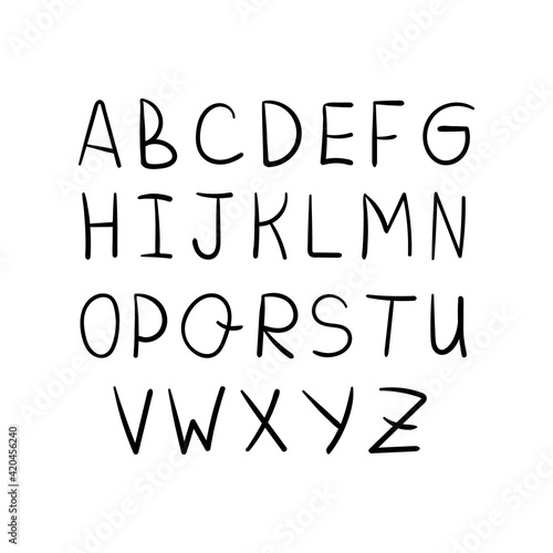 Vector English alphabet in a hand-drawn casual style. typography set