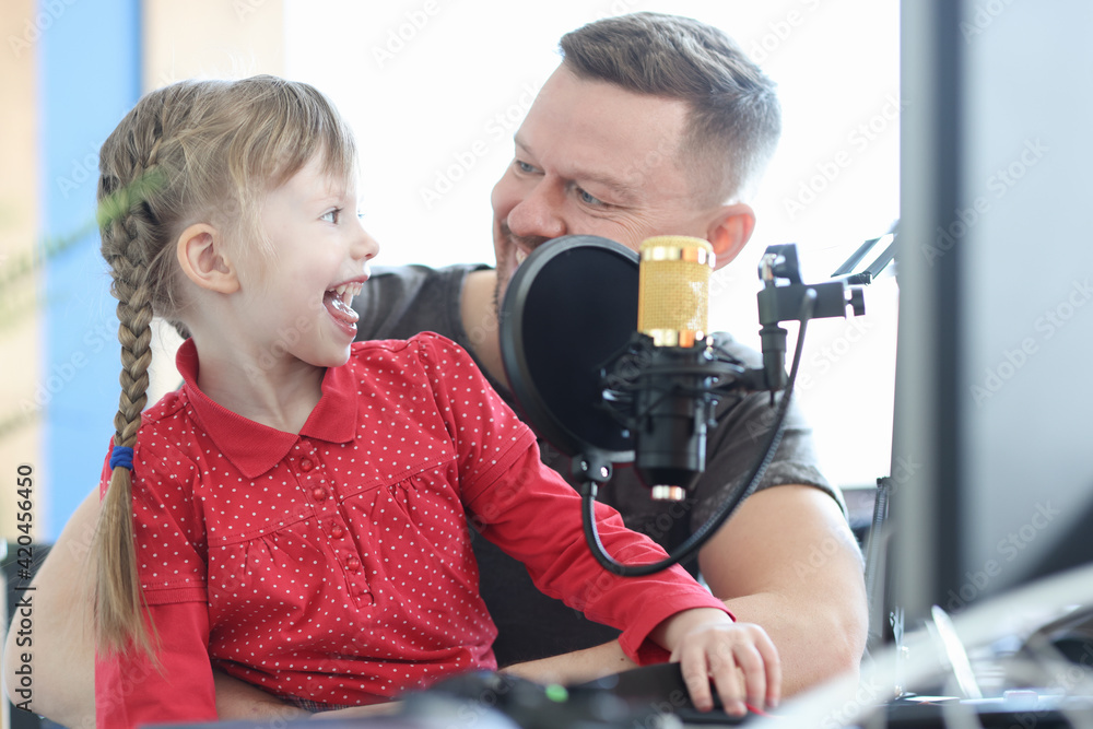 custom made wallpaper toronto digitalMan and girl are recording song on microphone