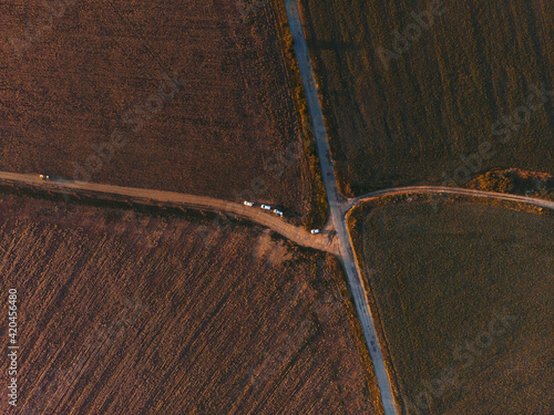 crossroad in sage field