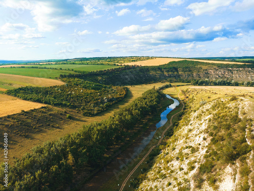 river on foot of hill