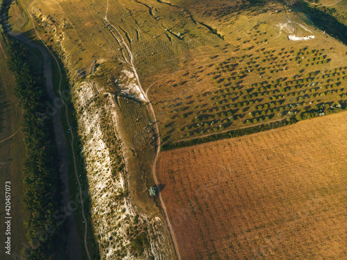 hills and fields at sunny day