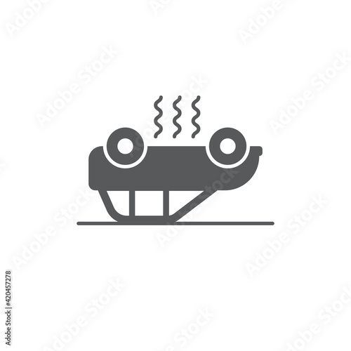 overturned car vector icon filled flat sign for mobile concept and web design car accident glyph