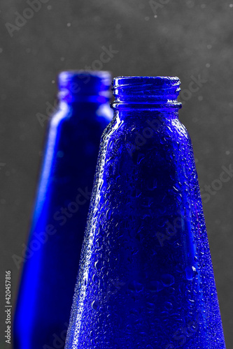 Blue glass bottles