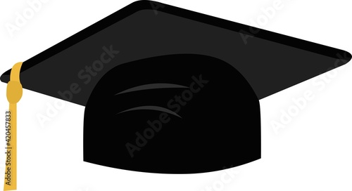 Vector emoticon illustration of a black graduation cap