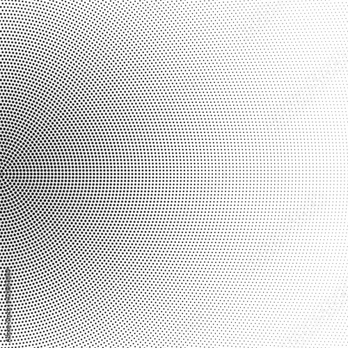 Halftone half circle made of black stars on white background, abstract gradient illustration