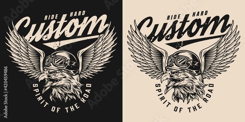 Custom motorcycle monochrome emblem