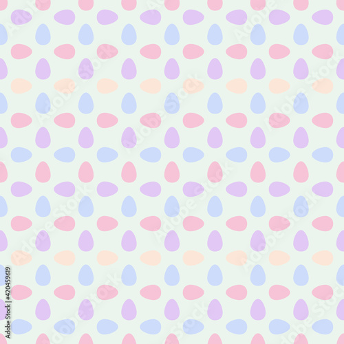 Easter vector pattern. Rhombus seamless pattern with easter eggs. Colorful eggs on a green pastel background.