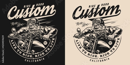 Custom motorcycle vintage monochrome label