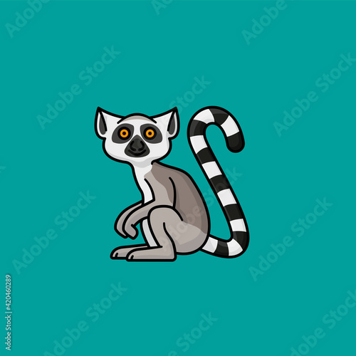 Cute Ring-tailed Lemur cartoon character vector illustration for Lemur Day on October 29