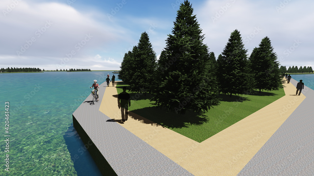 Fototapeta premium LANDSCAPE 3D MODEL RENDERING MT8