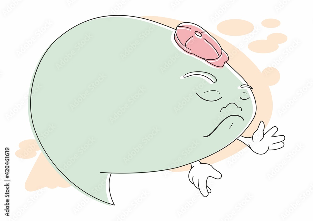 Cute emoji character in the form of a speech bubble. Speech bubble for sad and bad messages. Cute emoji character in the form of a speech bubble. Speech bubble for sad and bad messages.