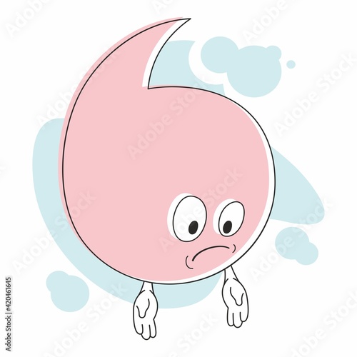 Cute emoji character in the form of a speech bubble. Speech bubble for sad and bad messages.