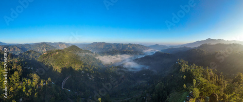panorama of little adams peak and its surroundings during sunlight shot with a drone aerial panorama during covid19 travel restrictions february 2021