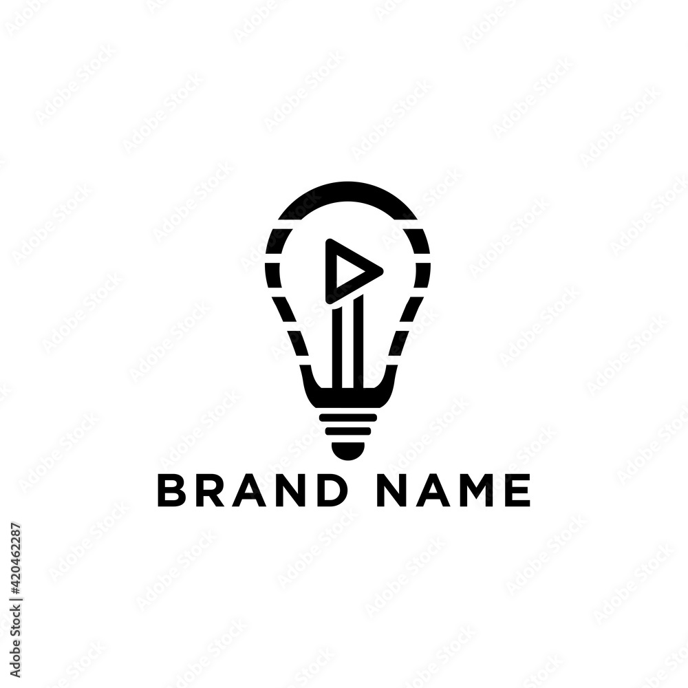 inspirational film logo with symbol combination of lights and play inspirational film logo with symbol combination of lights and play