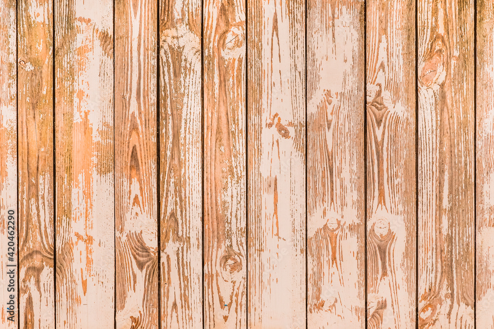 Brown planks of fence surface with natural pattern, wood texture background