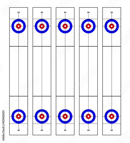 Illustration of curling stadium top view isolated on white