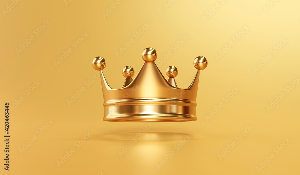 Gold royal king crown on golden background with emperor treasure. 3D  rendering. Stock Illustration | Adobe Stock
