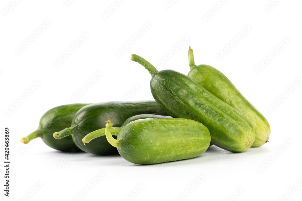 Small cucumbers on white background Small cucumbers on white background