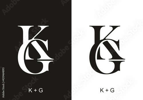 Black and white of KG initial letter photo