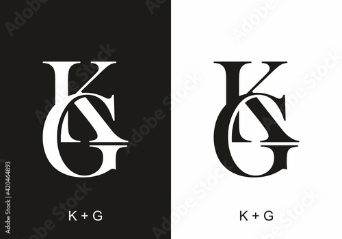 Black and white of KG initial letter