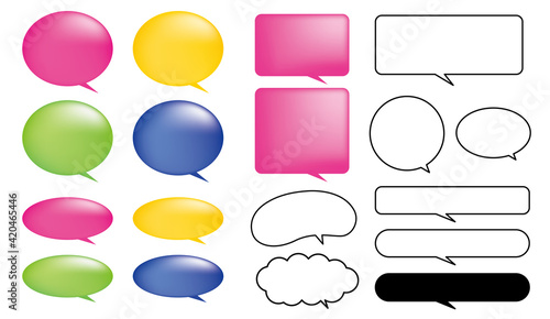 吹出し 立体的 カラフル セリフ ポップ アイコンセット ピンク 黄 青 緑 POP colorful set_dialog icon