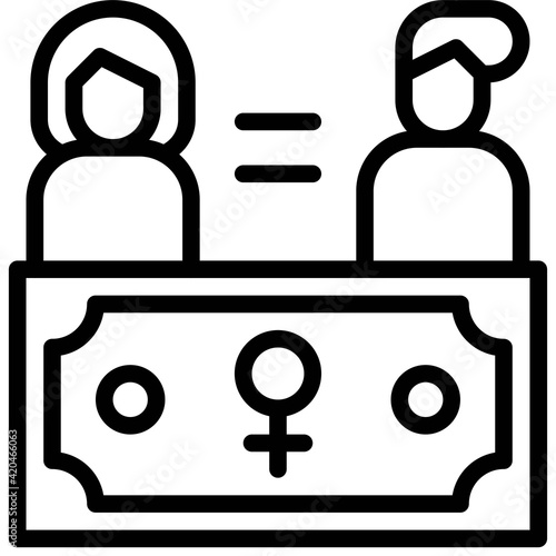 Equal pay for equal work icon, Feminism related vector