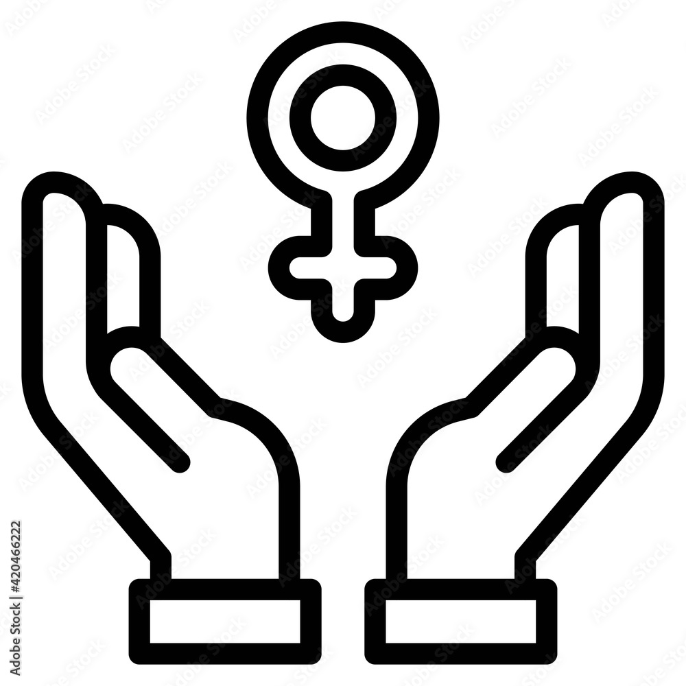 Hands with female gender symbol icon, Feminism related vector Hands with female gender symbol icon, Feminism related vector