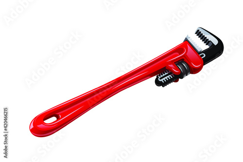 Pipe wrench. Plumber tool. Isolated on white background. Eps10 vector illustration.