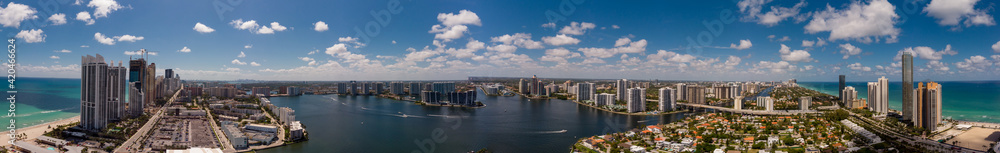 Aerial panorama Miami Dade County coastal scene