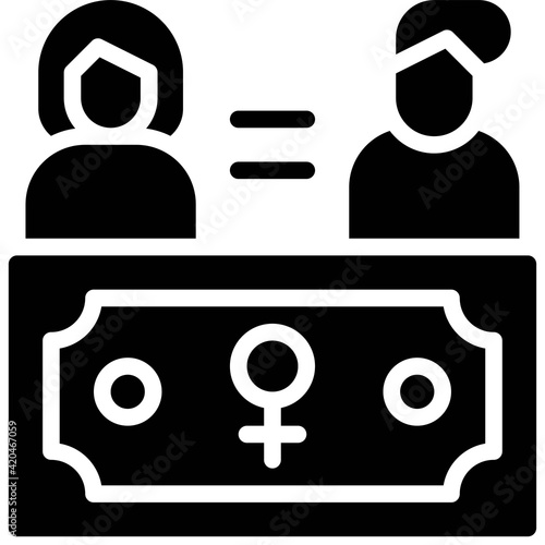 Equal pay for equal work icon, Feminism related vector
