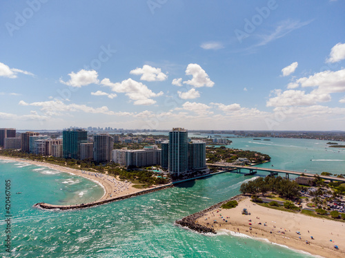 Beautiful scenic photo Miami Beach inlet facing southwest