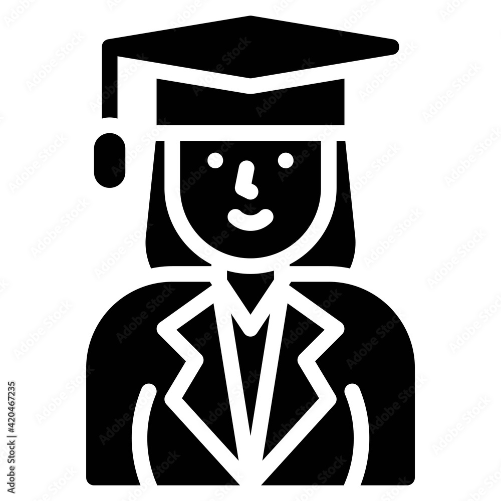 Graduated woman icon, Feminism related vector Graduated woman icon, Feminism related vector