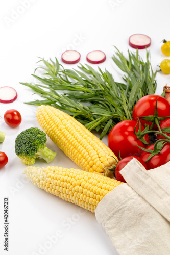 Many vegetables on white in studio