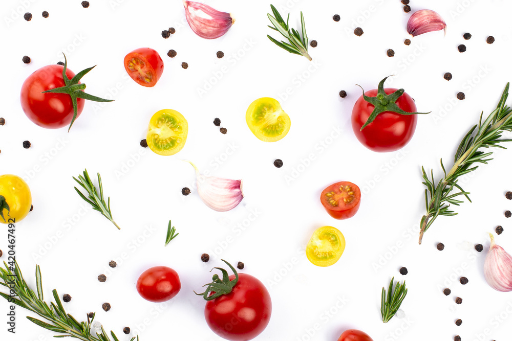 Many vegetables on white in studio Many vegetables on white in studio