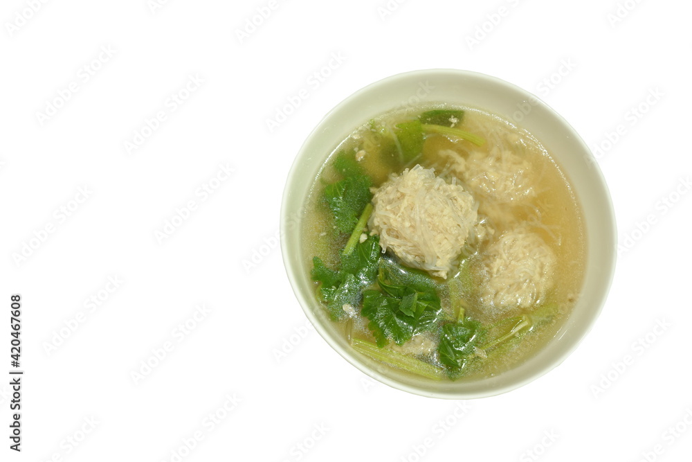 boiled chop pork stuffed glass noodles with slice celery soup on bowl
boiled chop pork stuffed glass noodles with slice celery soup on bowl