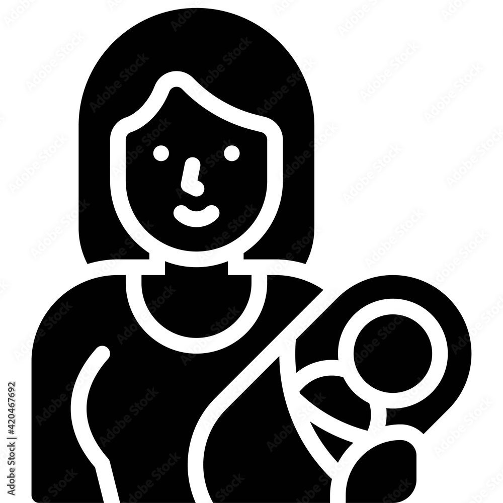 Woman with baby icon, Feminism related vector