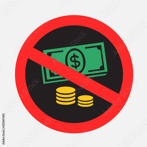 cash and coins money ban sign sticker