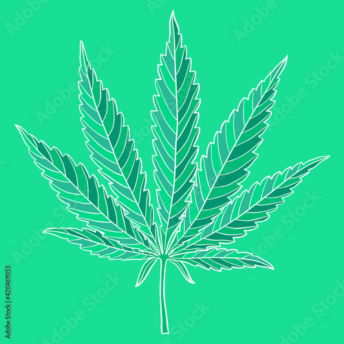 Hand drawn marijuana leaf
